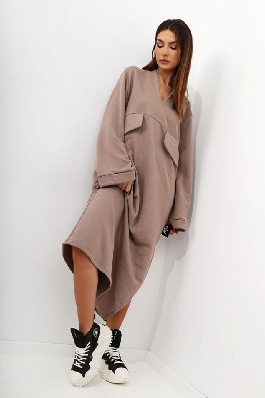 Women'S Sweatsuits Sukienka | Miss City, Maxi Kjole - Brun